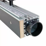 Aluminum router table fence with dust port and integrated ruler for woodworking