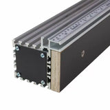 Aluminum router table fence with built-in measuring scale and T-track for woodworking.