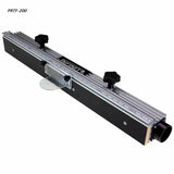 Router table fence with scale, knobs, and dust port for woodworking precision