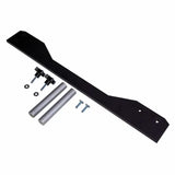Router table fence mounting kit with black metal bracket, rods, bolts, and washers for woodworking.