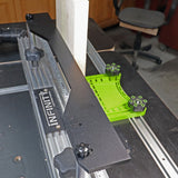 Router table fence with featherboard and wood board set for precise woodworking