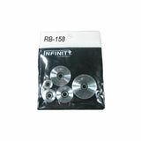 Set of five metal router bearings in clear packaging labeled RB-158 for woodworking tools