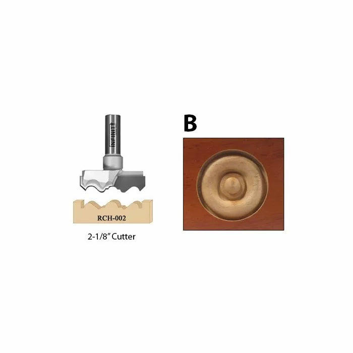 2-1/8 inch router cutter diagram and example wood rosette profile for woodworking