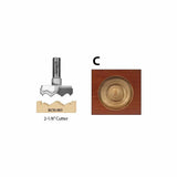 2-1/8 inch router cutter RCH-003 with decorative rosette wood pattern sample