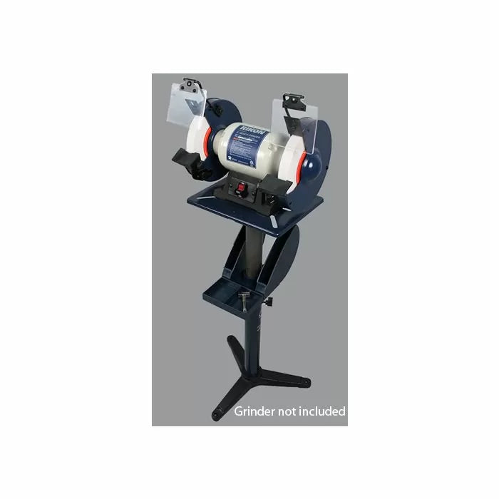 Bench grinder stand with accessory tray, heavy-duty metal construction, grinder not included
