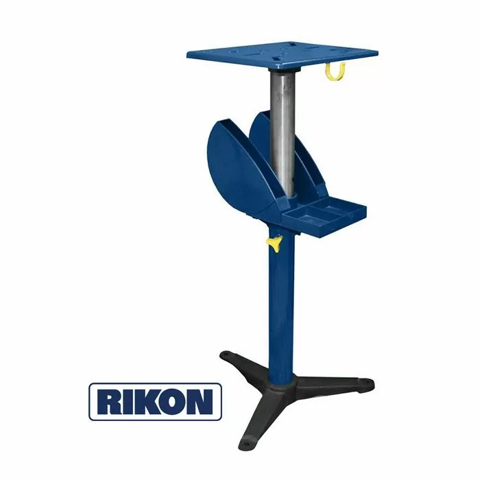 Rikon adjustable blue metal power tool stand with sturdy base and flat mounting platform