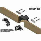 Router table fence mounting assembly with stock guides, front view, woodworking tool diagram