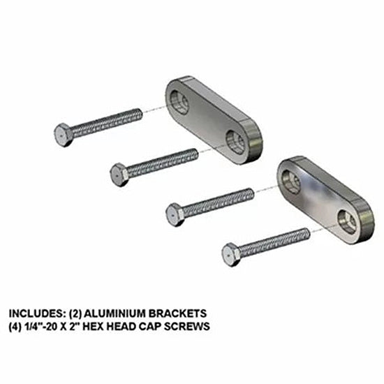 Aluminum brackets and four hex head cap screws for woodworking assembly