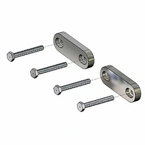 Set of metal connector plates with four screws for woodworking assembly
