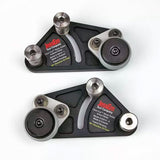 Clear-Cut stock guides for router table, precision woodworking accessories, black and silver, top view.