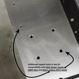 Aluminum router table top showing additional tapped holes for woodworking tool compatibility