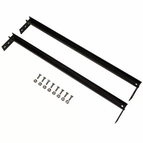 Router table steel support rails with mounting hardware for woodworking