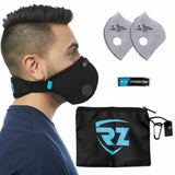Reusable dust mask with filters, extension strap, and carrying pouch for woodworking safety