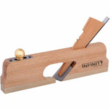 Wooden skew rabbet plane with brass knob and steel blade for woodworking joinery