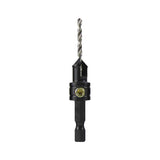 Hex shank countersink drill bit for woodworking, isolated on white background
