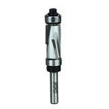Carbide spiral flush trim router bit with dual ball bearings for woodworking