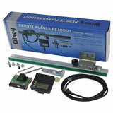 Digital planer readout kit with mounting hardware, electronic display, and cables for woodworking machines